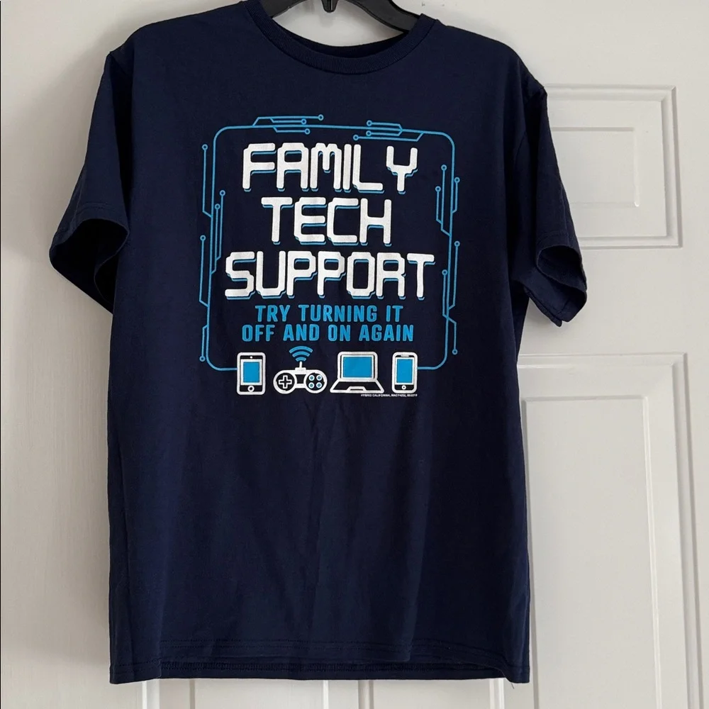Delta Navy Blue Kids Tee with White and Aqua Tech Graphic - Picture 3 of 4